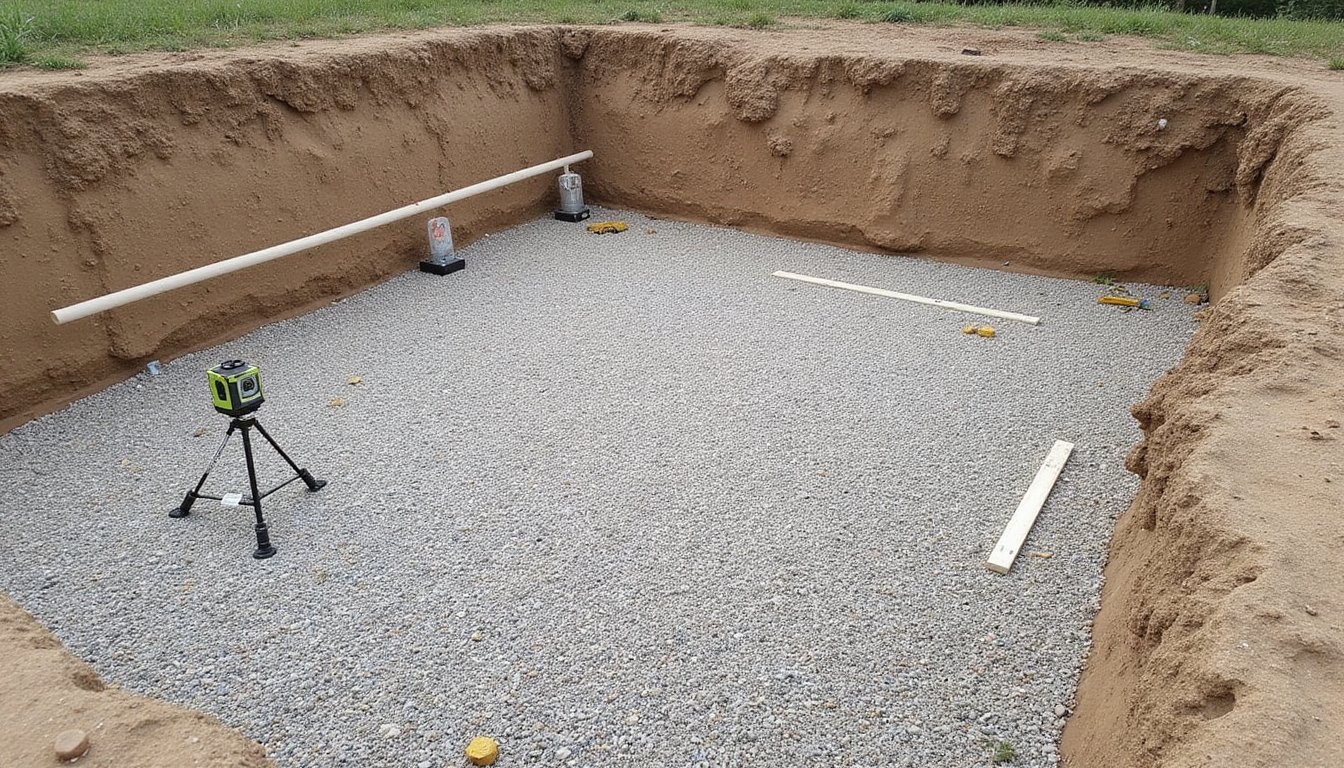 precise laser guided pool shell placement