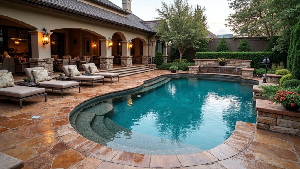 affordable luxurious stamped concrete pool patios
