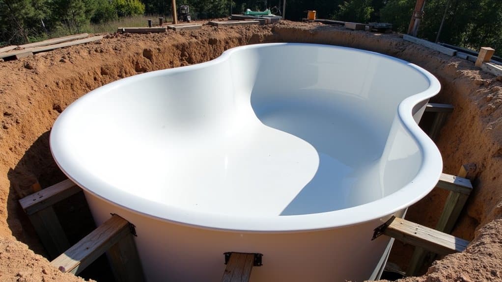 elevated fiberglass pool installation