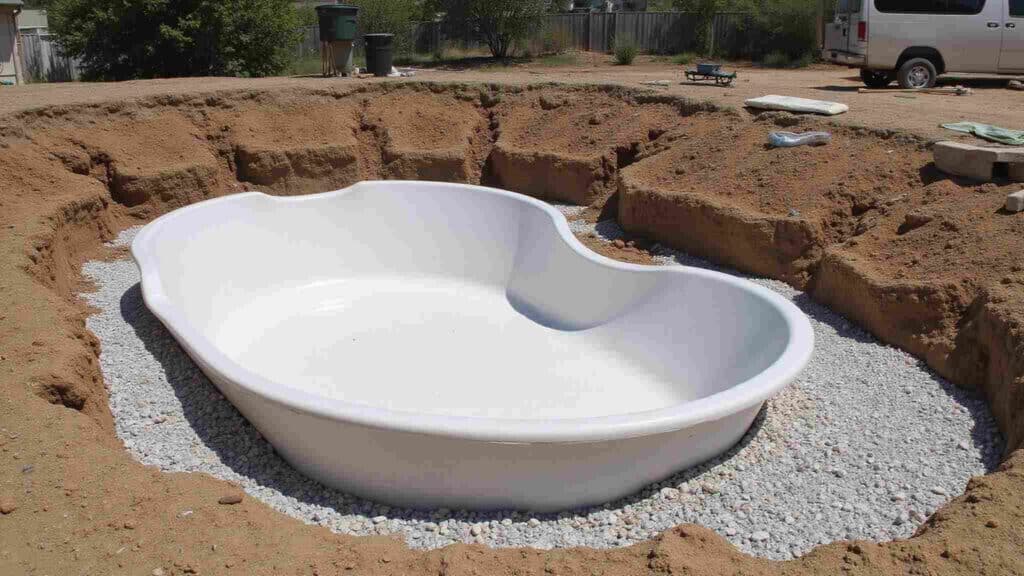 Semi-inground pool site preparation.